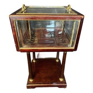 Antique Metamorphic Pop Up Bar Table Brass and Mahogany For Sale