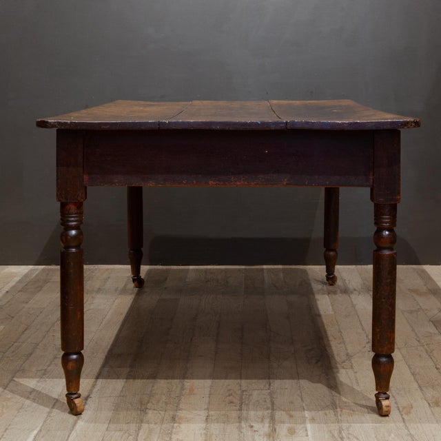 19th C. Rustic Farmhouse Dining Table With Large Drawer c.1820-1880 For Sale - Image 9 of 10