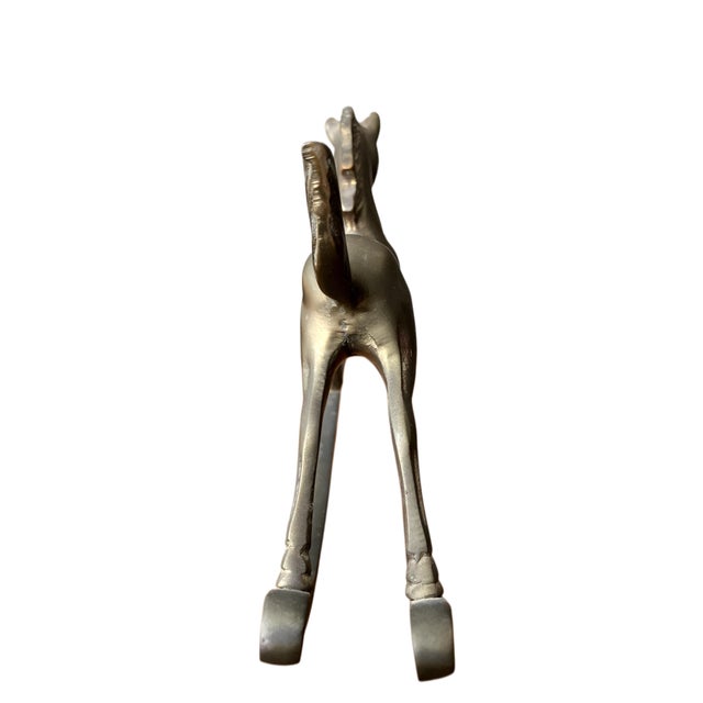 Pair of Vintage Solid Brass Rocking Horse Figurines With Patina. For Sale - Image 10 of 18