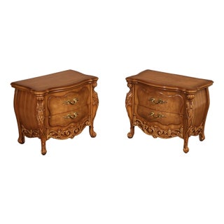 Italian Rococo Style Pair of Bombe Chest Nightstands For Sale