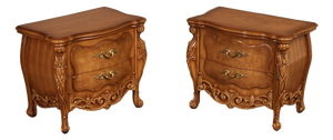 Italian Rococo Style Pair of Bombe Chest Nightstands