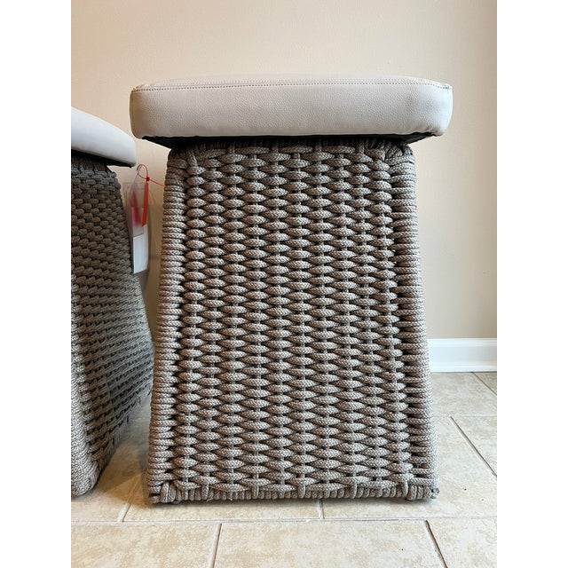 Baker McGuire Cuerda Counter Stool, Genuine Leather Seat, Rope Wrapped Aluminium Frame For Sale In Charlotte - Image 6 of 18
