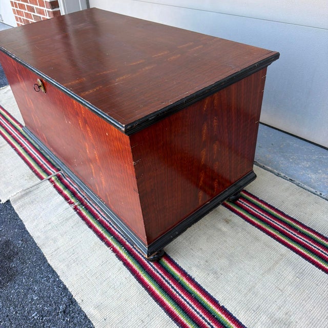 Antique 19th C. Manheim Pa Flame-Grain Painted Blanket Chest With Key For Sale - Image 18 of 18