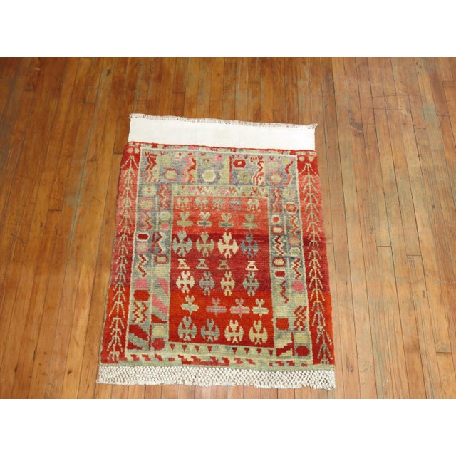 Vintage Zabihi Collection Red Turkish Anatolian Rug - 2'9" x 3'8" For Sale - Image 4 of 5