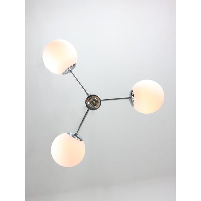 Vintage Italian Chrome and Opaline Sputnik Chandelier, 1970s For Sale - Image 4 of 16