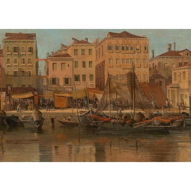 View of Venice is an original oil on canvas realized in the late 19th Century by a Master of Italian School. On the...