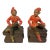 Vintage 1950s Alexander Backer Chalkware Pixie Elf Bookends Pair - Original Sticker & Felt For Sale
