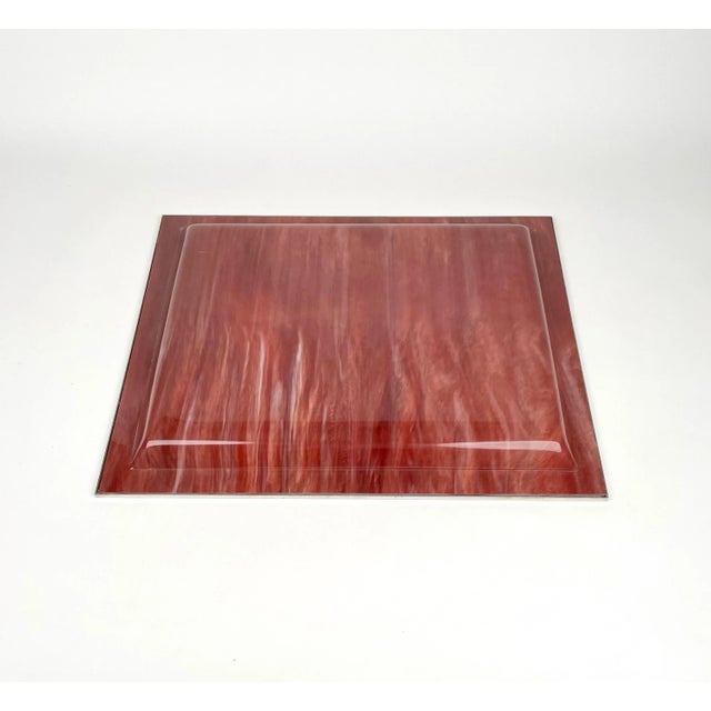 Marble Effect Acrylic & Frame Chrome Tray Centerpiece, Italy, 1970s For Sale - Image 9 of 10