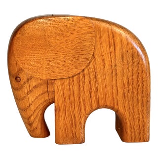 Oak Elephant Sculpture with Secret Compartment, Germany, 1960s For Sale