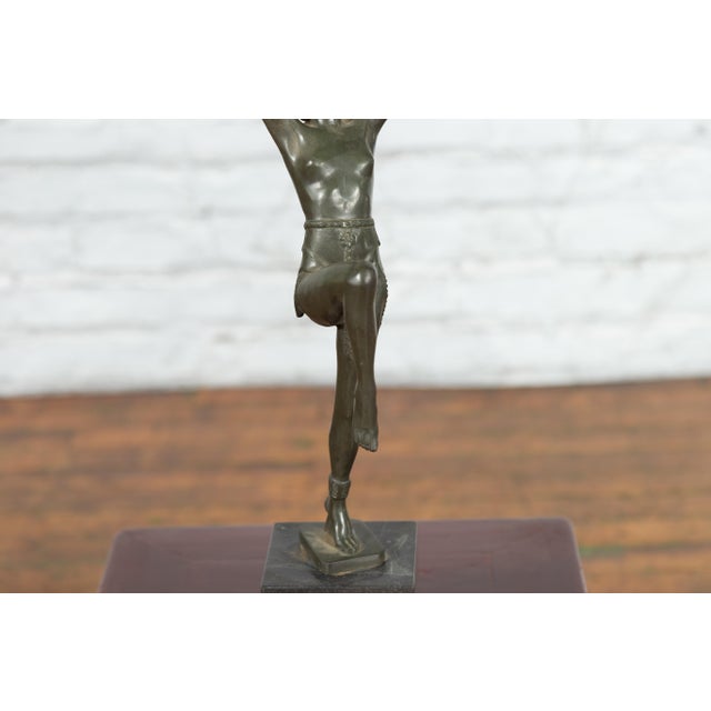 Mid 20th Century Vintage Art Deco Style Lost Wax Cast Bronze Table Lamp Depicting a Young Dancer For Sale - Image 5 of 10