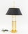 French Style Gilt Brass Bouillotte Lamp, with two bulb fittings and black shade. 30" H x 15.25" Diameter. Provenance: From...