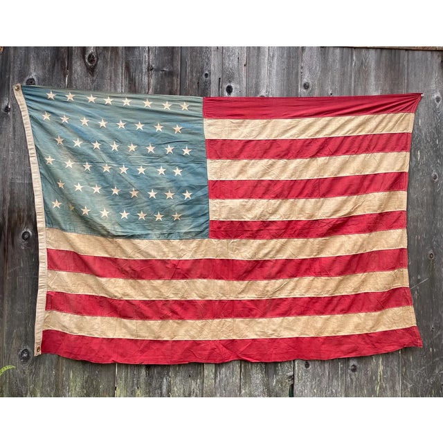 Rare and Fine Antique American Flag 1912 Staggered 48 Stars Beautifully Faded Cotton Sewn Stars For Sale - Image 9 of 9