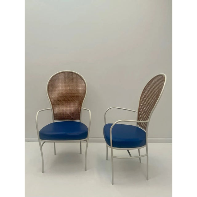 Wood Mid-Century Milo Baughman for Thayer Coggin Iron & Caned Armchairs -A Pair For Sale - Image 7 of 13