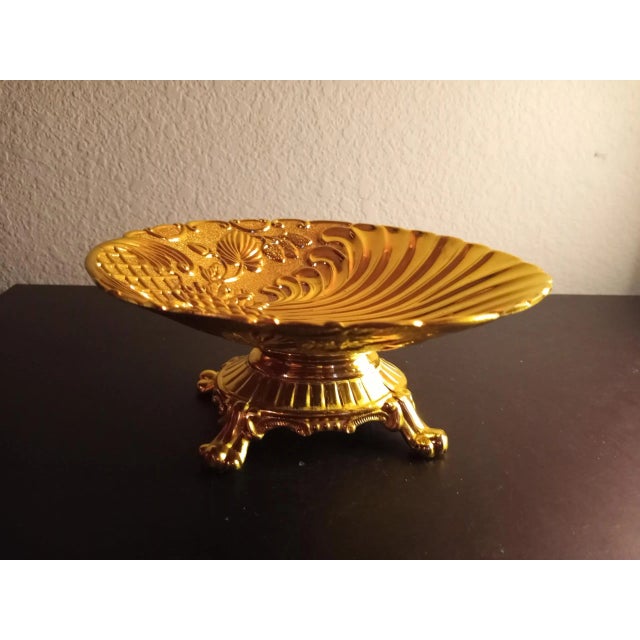 This is a vintage Gold Plated Brass Pedestal 7" Bowl Procured at auction BOX E