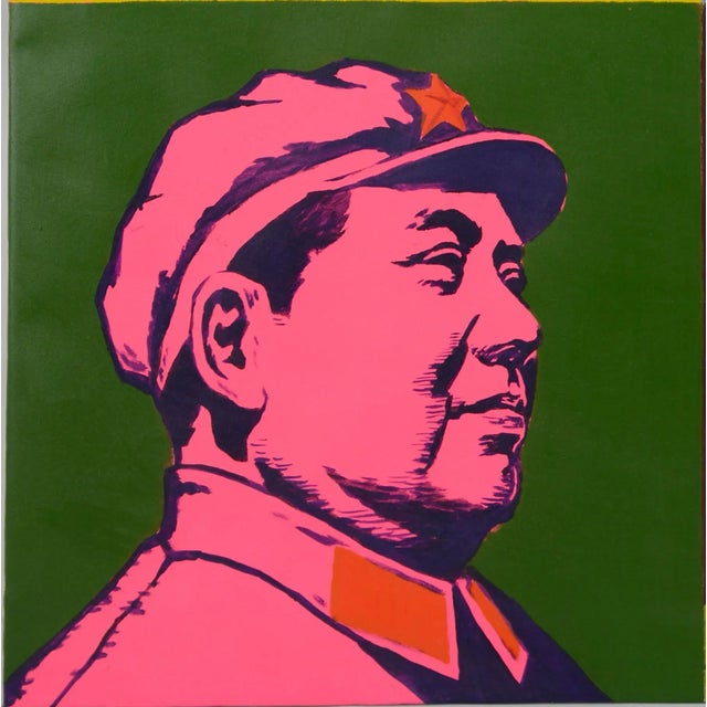 Chinese Andy Warhol Style Pop Art Mao Zedong Oil on Canvas For Sale - Image 3 of 8