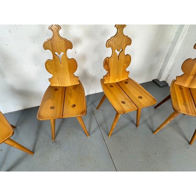 Tiroler Brutalist Handmade Wood Dining Chairs, 1960s, Set of 4 For Sale - Image 6 of 10