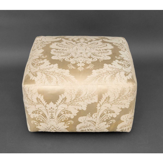 Late 20th Century Modern White Silk Damask Ottoman For Sale - Image 5 of 8