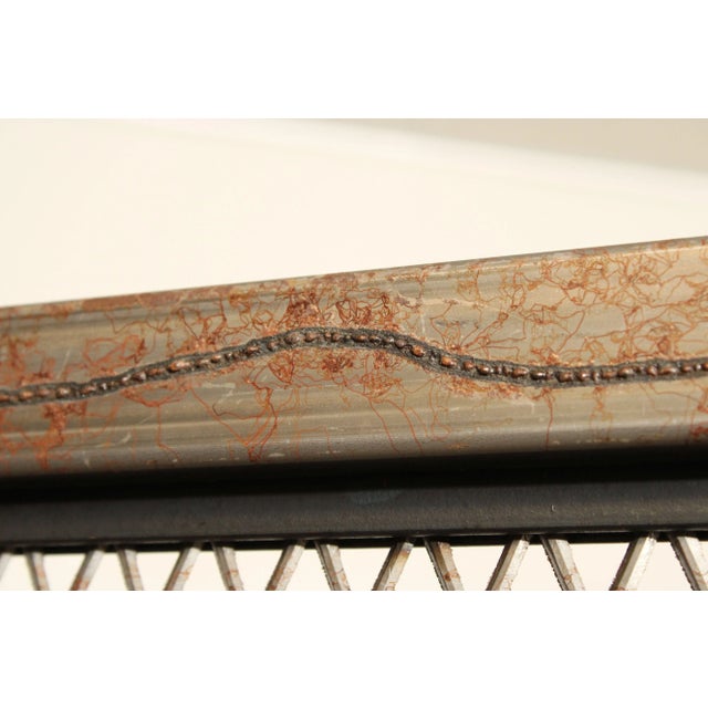 Gray Unusual Custom Crafted Brutalist Steel Double Sided Dressing Mirror For Sale - Image 8 of 12