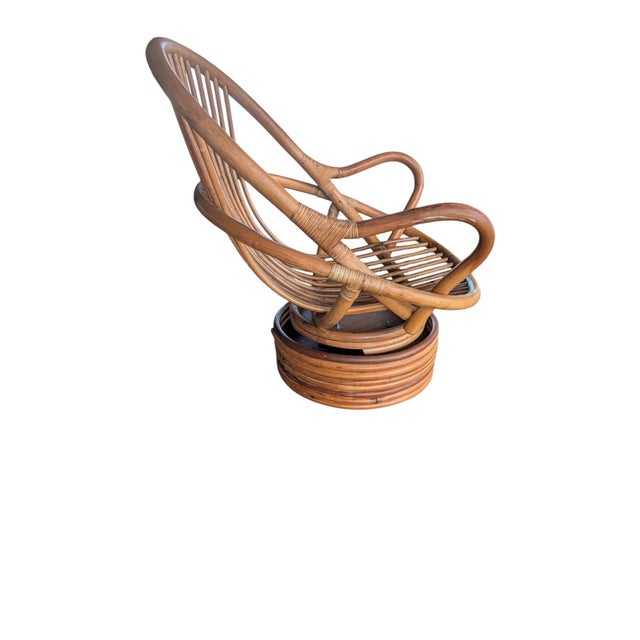 Mid-Century Modern Organic Bentwood Rattan Swivel Tub Chair For Sale - Image 11 of 18