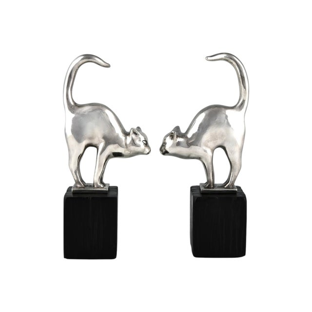 1920s Art Deco Bronze Cat Bookends by Amadeo Gennarelli, 1925, Set of 2 For Sale - Image 5 of 11