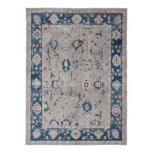 Large Turkish Oushak Rug by Keivan Woven Arts 12'3 X 16'1 For Sale