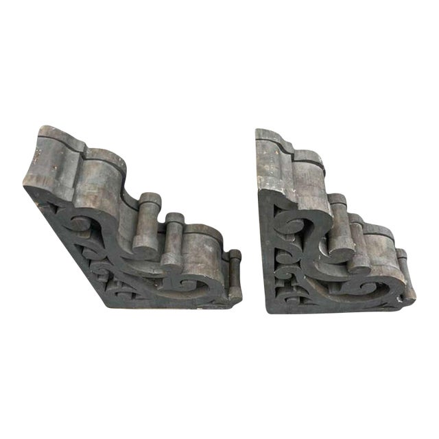 Pair of Cast Iron Decorative Shelf Brackets For Sale