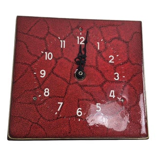 Glazed Ceramic Wall Clock, Germany, 1970s For Sale