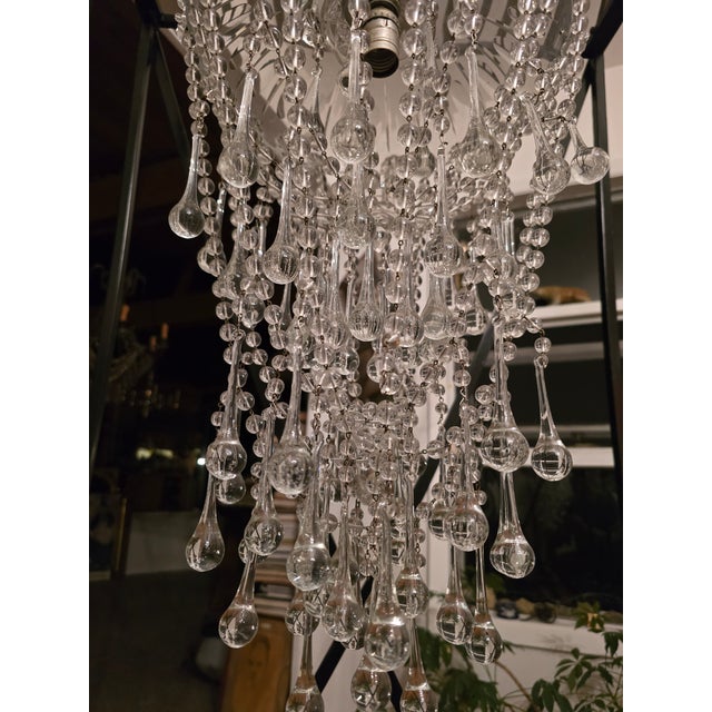 Glass Mid Century Style Tear Drop Chandelier Attributed Waterford For Sale - Image 7 of 8