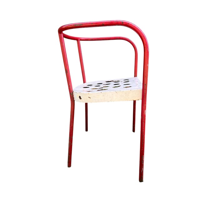 Industrial Early 20th Century French Industrial Tubular Metal Armchair Chair Attributed to Rene Malaval For Sale - Image 3 of 8