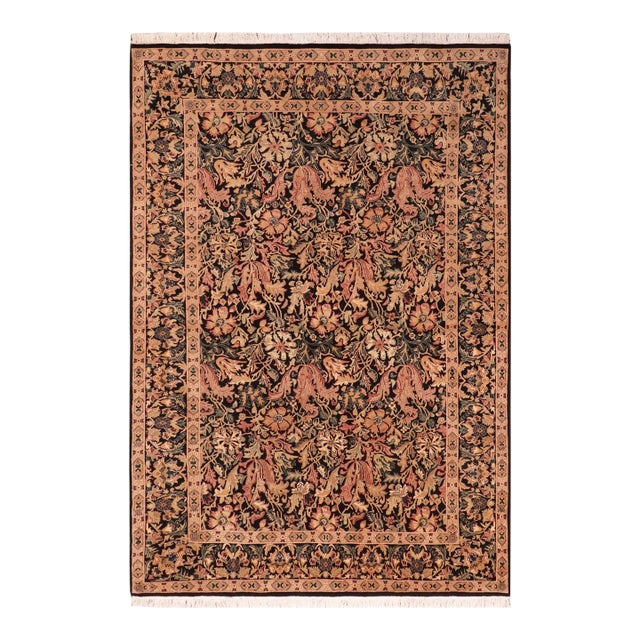 Shabby Chic 1990's Pak-Persian Black/Red Wool Rug - 6'0'' X 9'3'' For Sale