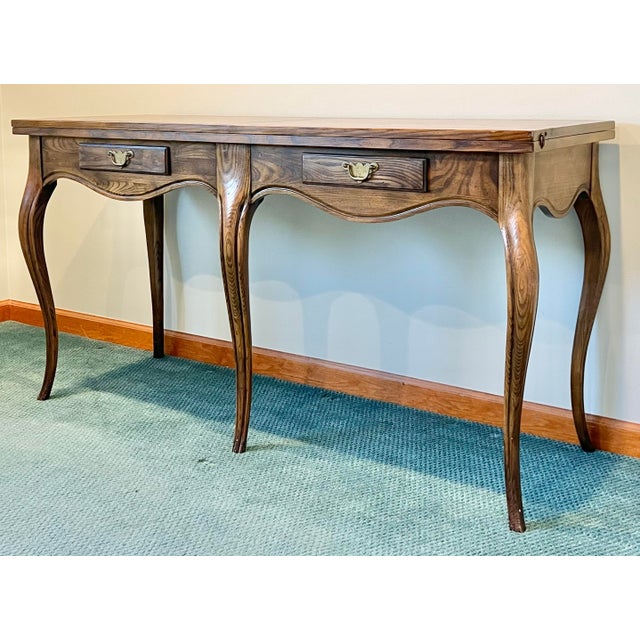 French Country Milling Road by Baker Flip Top Country French Console Table For Sale - Image 3 of 9