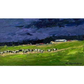 Oil Painting Evening Field Boris Serdyuk For Sale
