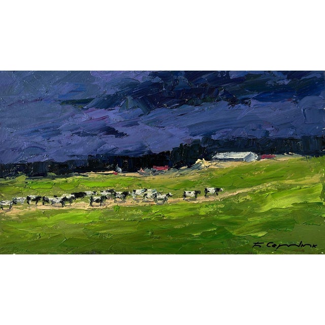 Oil Painting Evening Field Boris Serdyuk For Sale