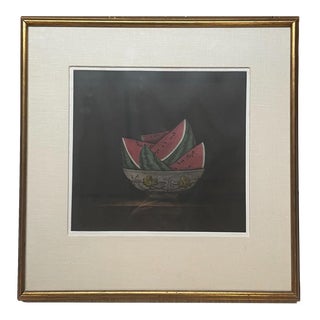 Original Tomoe Yokoi 'watermelon in a Bowl' Still Life Signed Ltd Ed Mezzotint For Sale