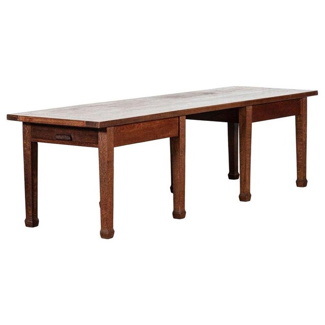 English Monumental Oak Library Table, 1930s For Sale - Image 16 of 16