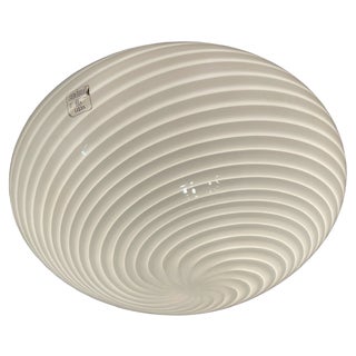 White Swirl Murano Glass Flush Mount, 1970s For Sale