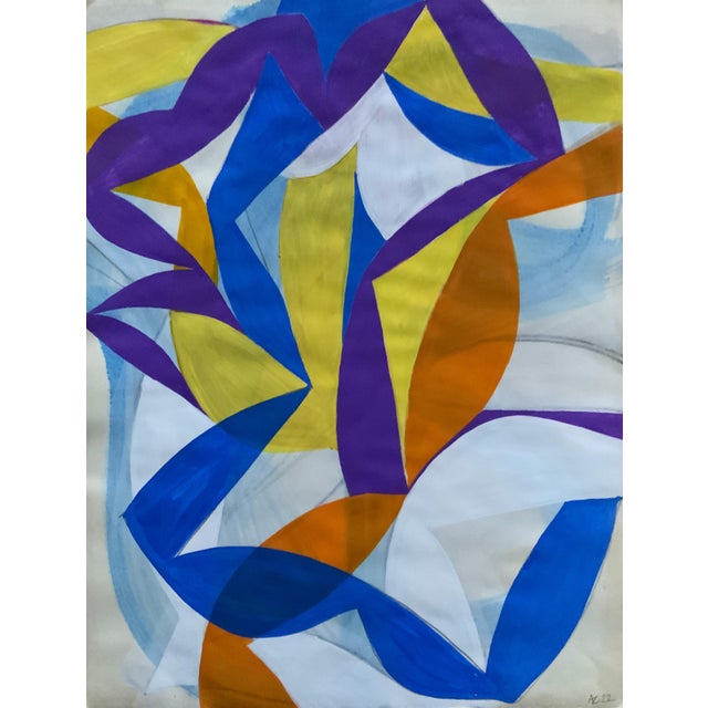 Contemporary Abstract Gouache on Arches Paper "22f2a-2022" by Alain Clément For Sale - Image 4 of 4