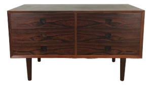 Danish Modern Petite Rosewood Six Drawer Chest With Tapered Legs