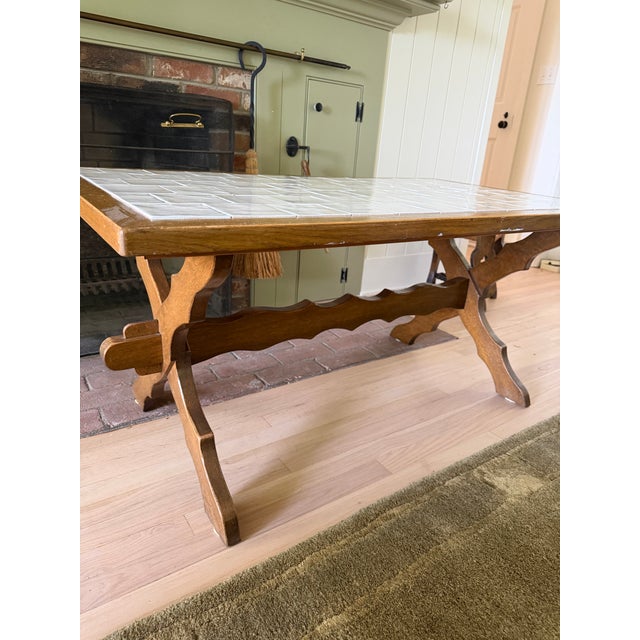 1960s Moreux-Style French Oak Coffee Table For Sale In New York - Image 6 of 7