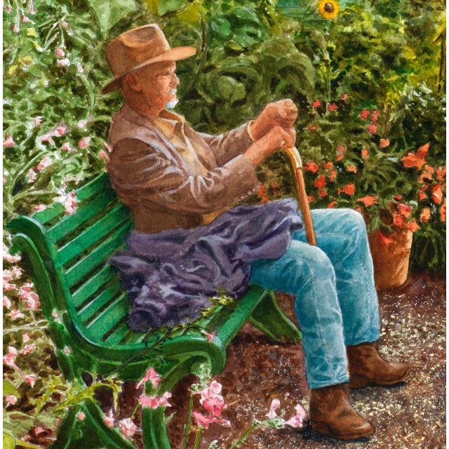 "Waiting for Monet", Claude Monet's Garden in Giverny, France, Original Watercolor Painting For Sale In New York - Image 6 of 6