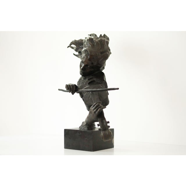 Metal Salvador Dali, Black Violinist Sculpture, 1970s, Bronze For Sale - Image 7 of 14