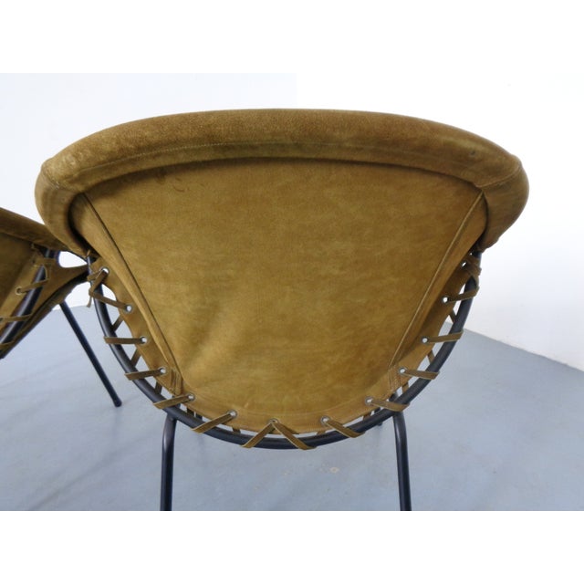 Olive Green Suede Balloon Chair from Lusch, Germany, 1960s For Sale - Image 13 of 16