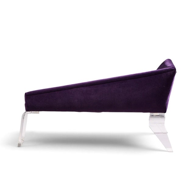Mid 20th Century Haziza Mid Century Lucite and Upholstered Sculptural Chaise Lounge Settee For Sale - Image 5 of 9