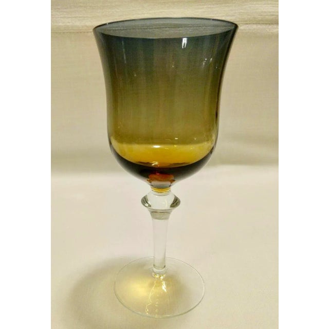 Contemporary 1980s Denby Aurora Blue & Amber Stemware Wine Glass For Sale - Image 3 of 3