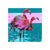 This vibrant artwork showcases two flamingos poised gracefully in a stylized, surreal setting. The flamingos are rendered...