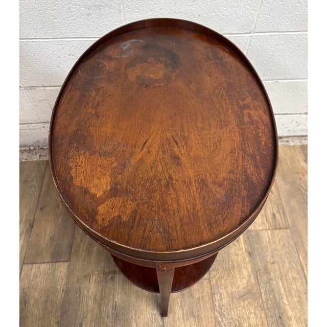 Vintage Mersman Mahogany Hepplewhite Style Tiered Oval End or Side or Lamp Table For Sale In Kansas City - Image 6 of 14