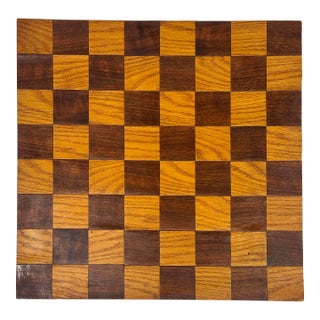Vintage Wood Patchwork Checkerboard Tray For Sale