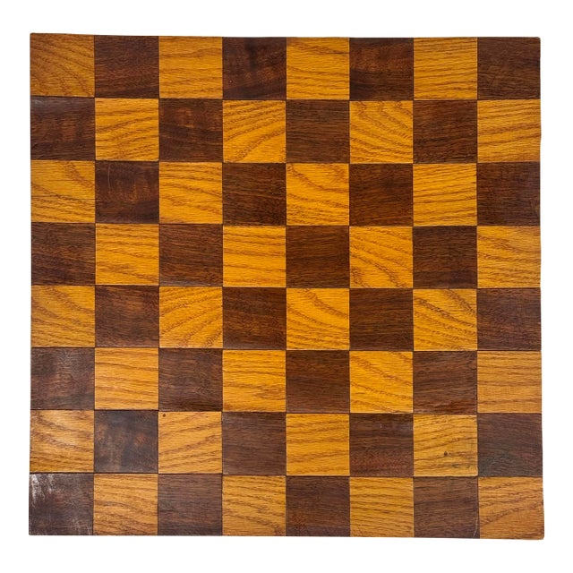 Vintage Wood Patchwork Checkerboard Tray For Sale
