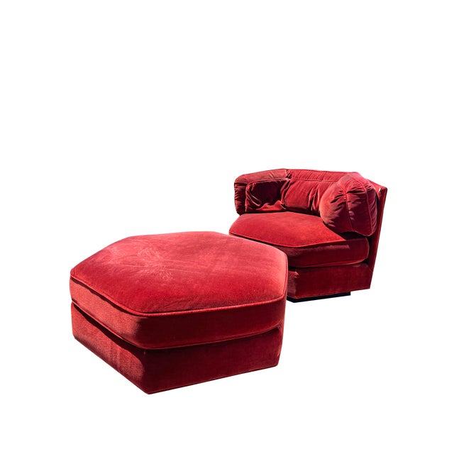 Mid-Century Modern Mid Century Modern Vintage Chair and Ottoman in Milo Baughman Style Design For Sale - Image 3 of 10