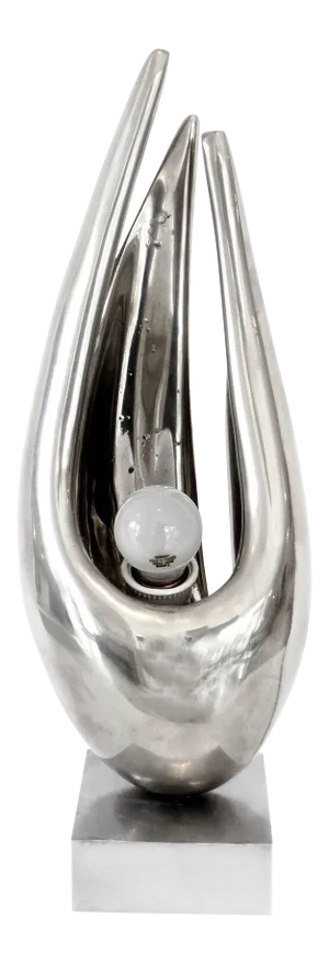 French Nickel Chrome Bronze Table Lamp by Michel Dumas for Maison Charles